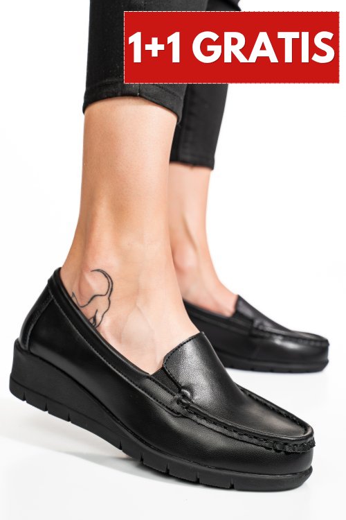 Mocasini negri piele naturala fsp002386