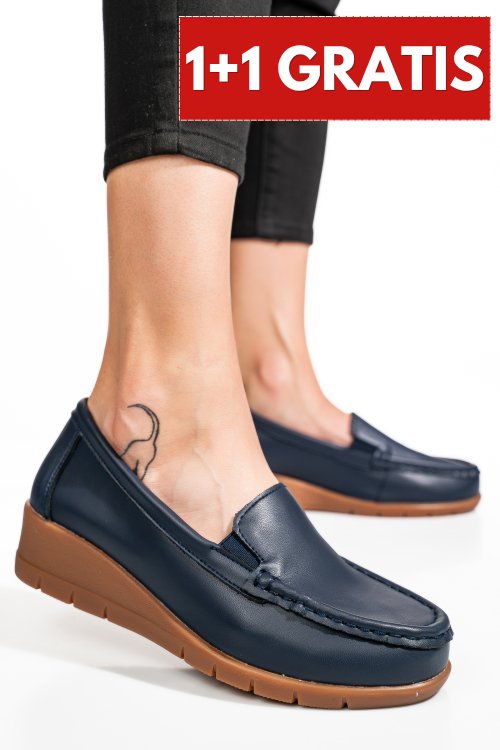 Mocasini bleumarin piele naturala fsp002386