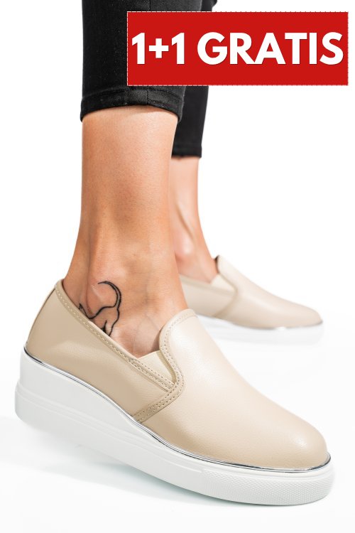 Mocasini bej piele naturala tsp3097