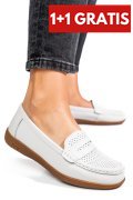 MOCASINI ALBI PIELE NATURALA TSP3041