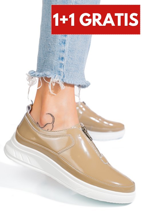 Mocasini khaki piele naturala lacuita fsp002287