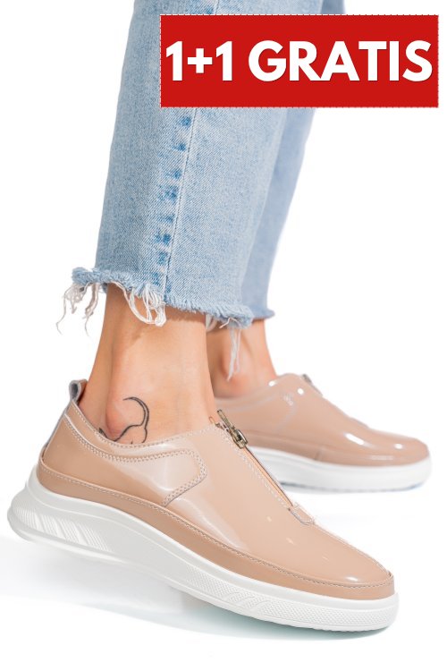 Mocasini roz piele naturala lacuita fsp002287