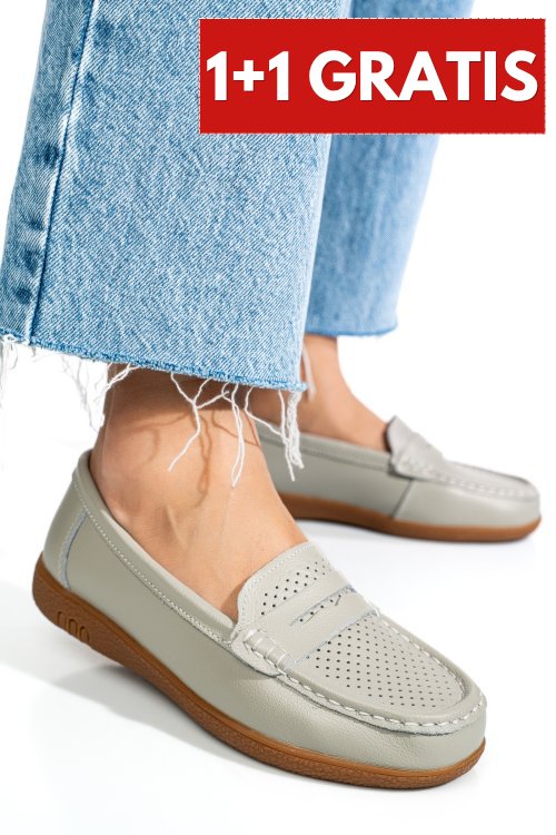 Mocasini gri piele naturala tsp3041