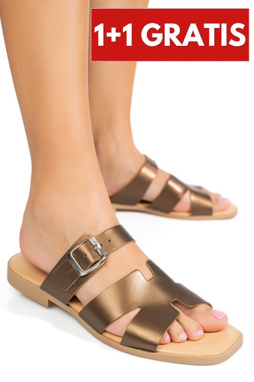 Papuci bronz piele naturala sspole