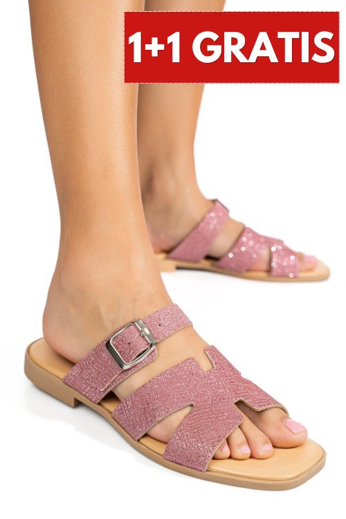 Papuci mov glitter piele naturala sspole