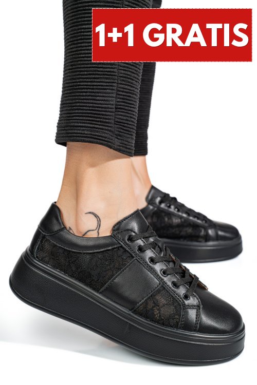 Pantofi sport black piele naturala fsp001-848