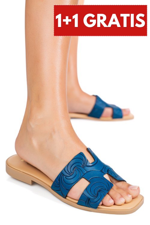 Papuci albastri piele naturala hsp100tj
