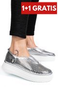 PANTOFI SPORT ARGINTII PIELE NATURALA TSP9008