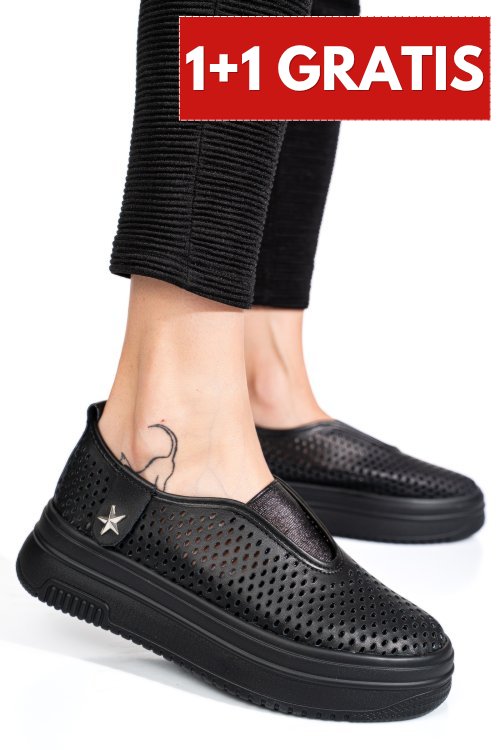 Pantofi sport negri piele naturala tsp9008