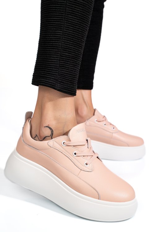 Pantofi sport roz piele naturala fsp002291