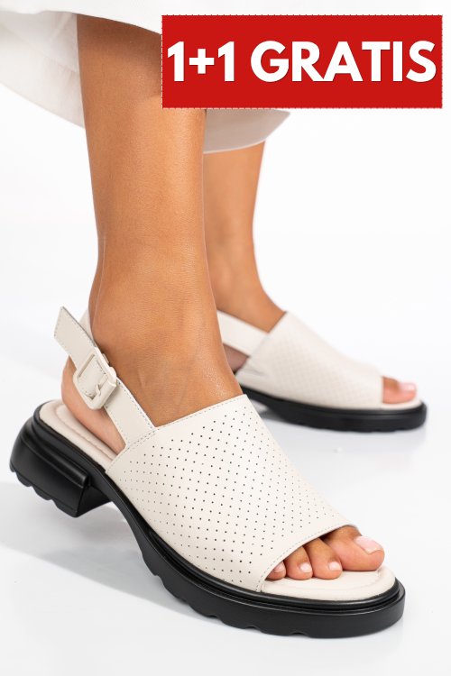 Sandale bej piele naturala fsp001802