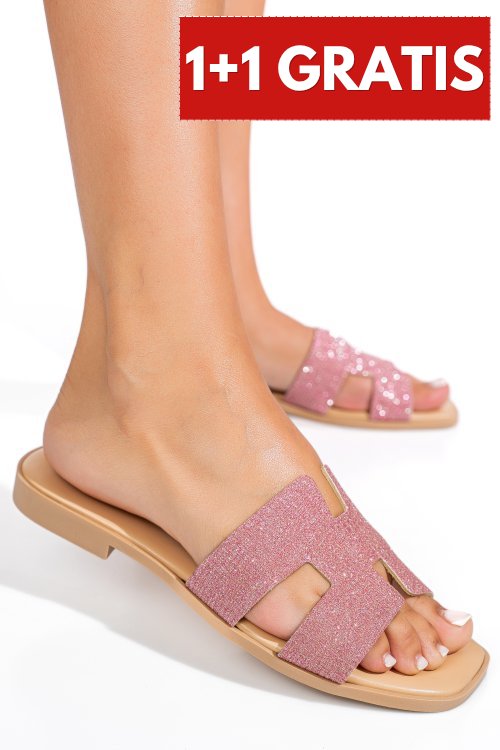 Papuci pink glitter piele naturala hsp100tj