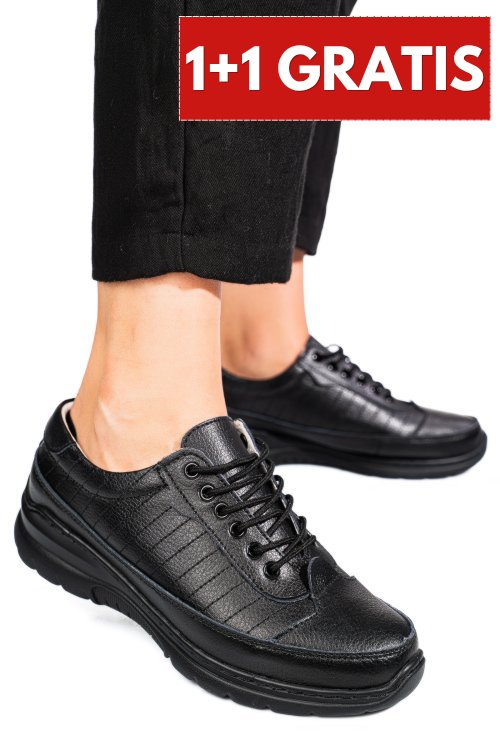 Pantofi sport negri piele naturala fsp0011801