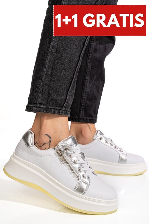 Pantofi sport albi piele naturala f002346
