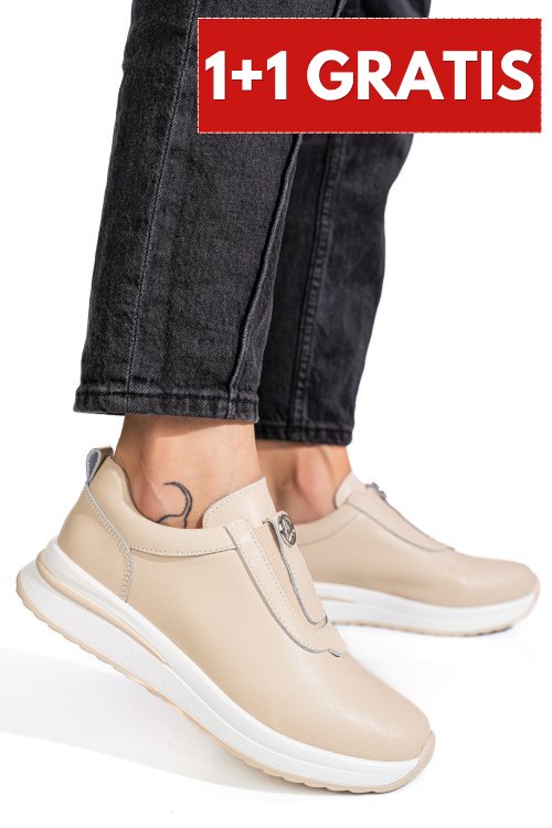 Pantofi sport bej piele naturala tsp6090