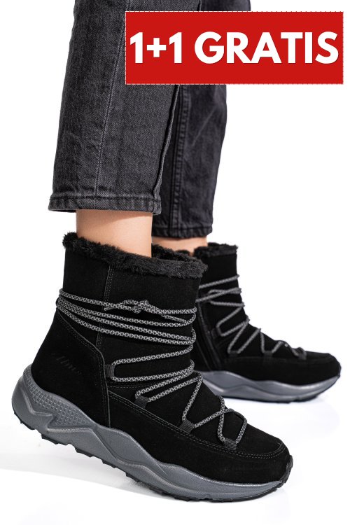 Ghete negre piele naturala intoarsa 2sp404
