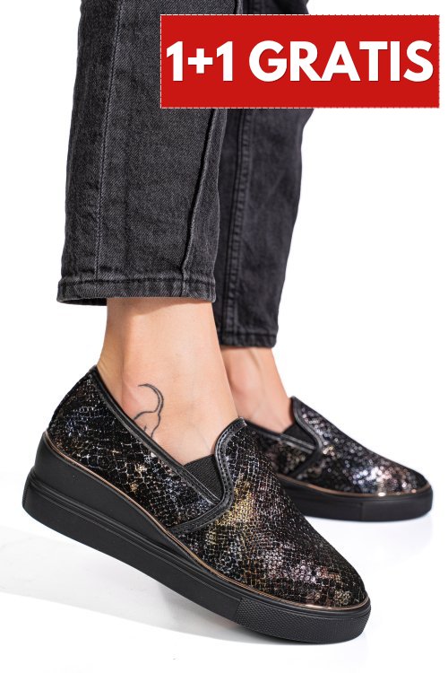 Mocasini negri piele naturala tsp3097