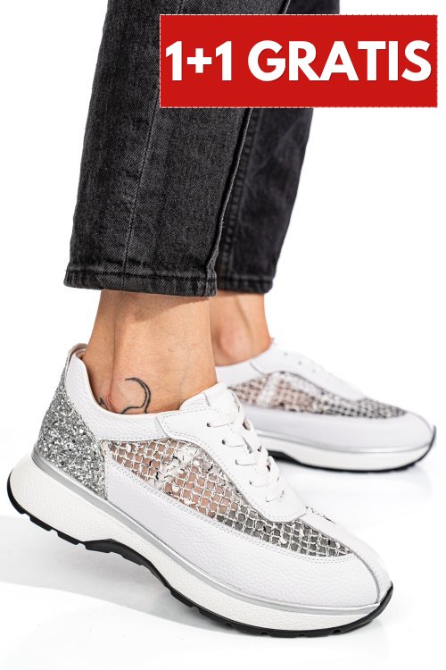 Pantofi sport albi piele naturala gspo098