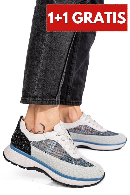 Pantofi sport gri piele naturala gspo098