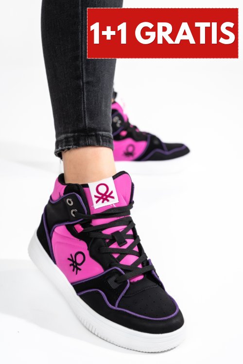 Beneton, pantofi sport black purple btw227600