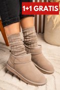 GHETE DAMA IMBLANITE PIELE NATURALA INTOARSA TAUPE 1S771200