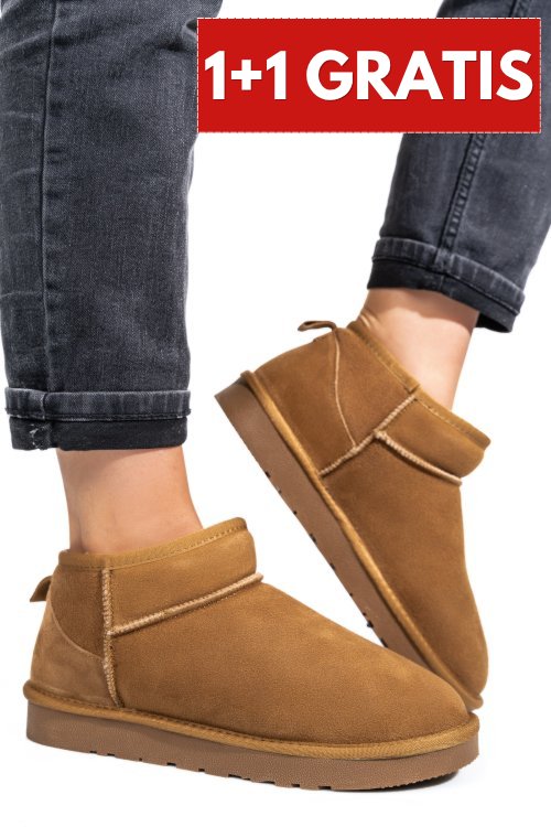 Ghete dama imblanite piele naturala intoarsa maro 1s771200