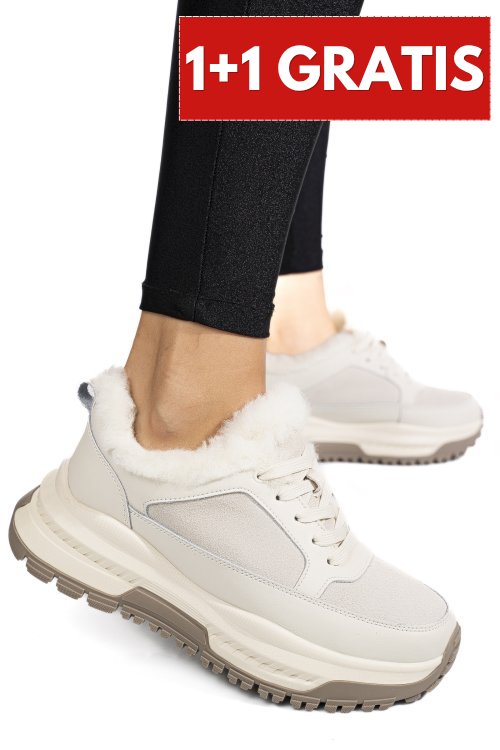 Pantofi sport bej piele naturala fsp001875