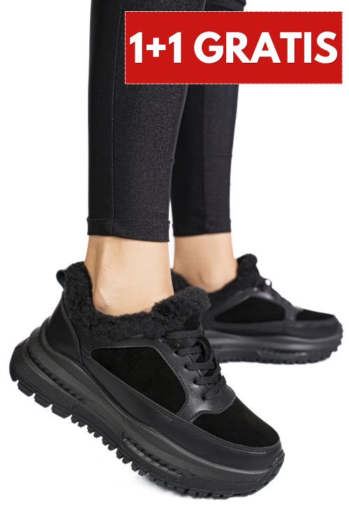 Pantofi sport negri piele naturala fsp001875