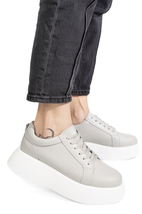 Pantofi sport gri piele naturala tsp5025