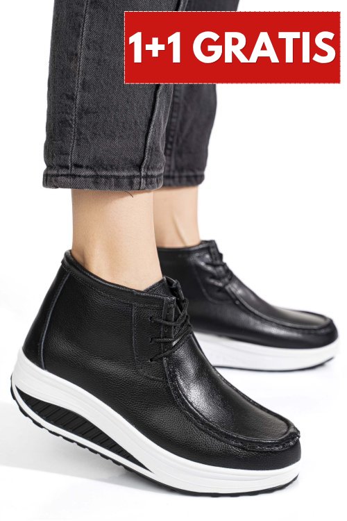 Ghete negru alb piele naturala asp385