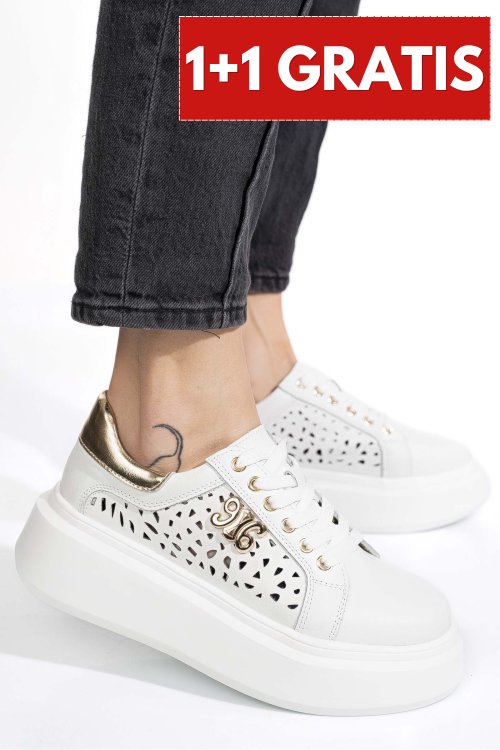 Pantofi sport albi piele naturala tsp6043