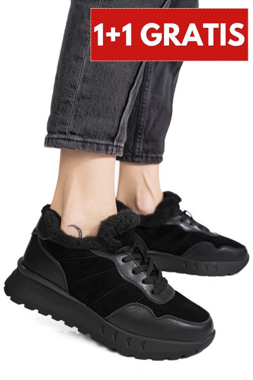 Pantofi sport negri piele naturala fsp001-867