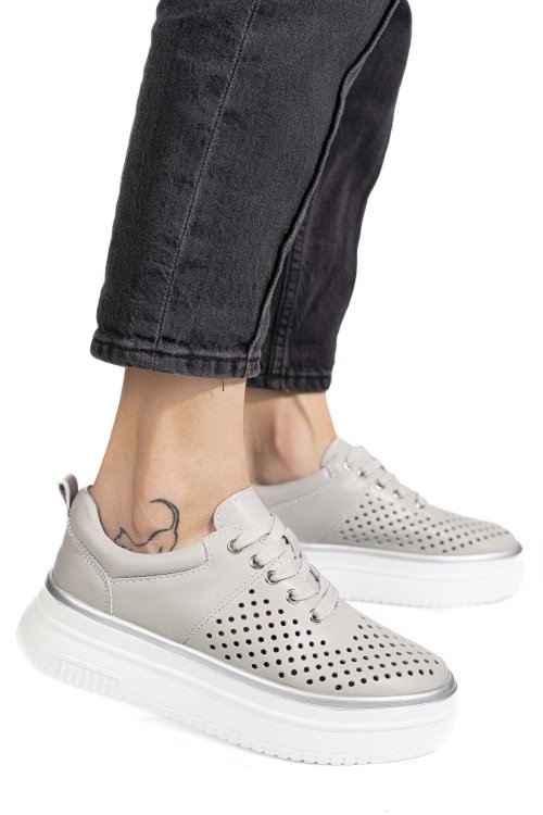 Pantofi sport gri piele naturala tsp5911