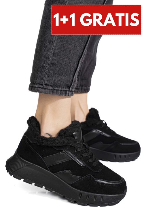 Pantofi sport negri piele naturala fsp001-876