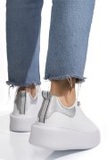PANTOFI SPORT WHITE SILVER PIELE NATURALA  8SP809