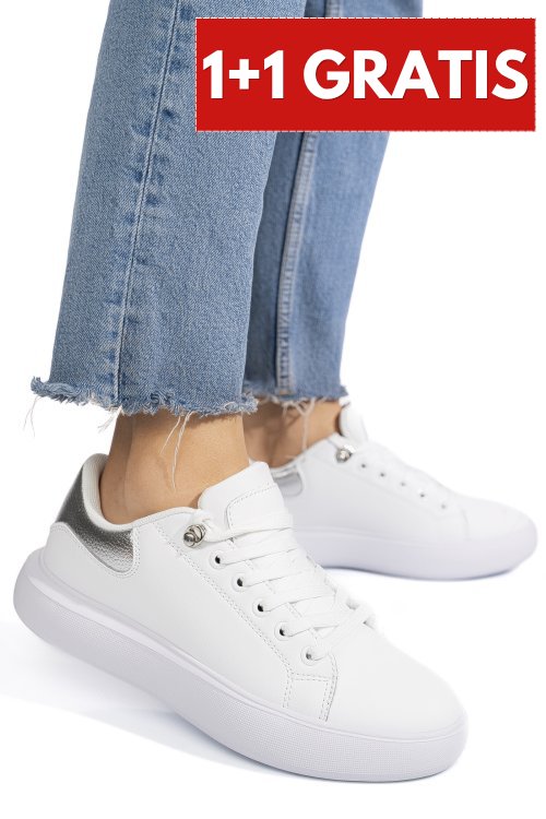 Pantofi sport white silver piele naturala 8sp808