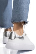 PANTOFI SPORT WHITE SILVER PIELE NATURALA 8SP808