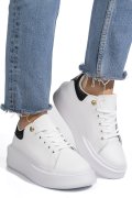 PANTOFI SPORT WHITE BLACK PIELE NATURALA  8SP809