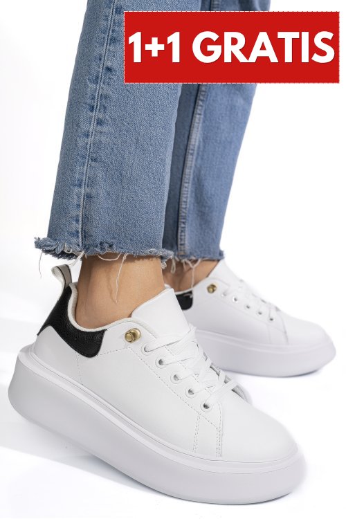 Pantofi sport white black piele naturala  8sp809