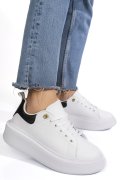 PANTOFI SPORT WHITE BLACK PIELE NATURALA  8SP809