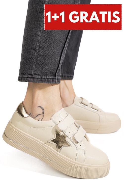 Pantofi sport bej piele naturala tpc8078