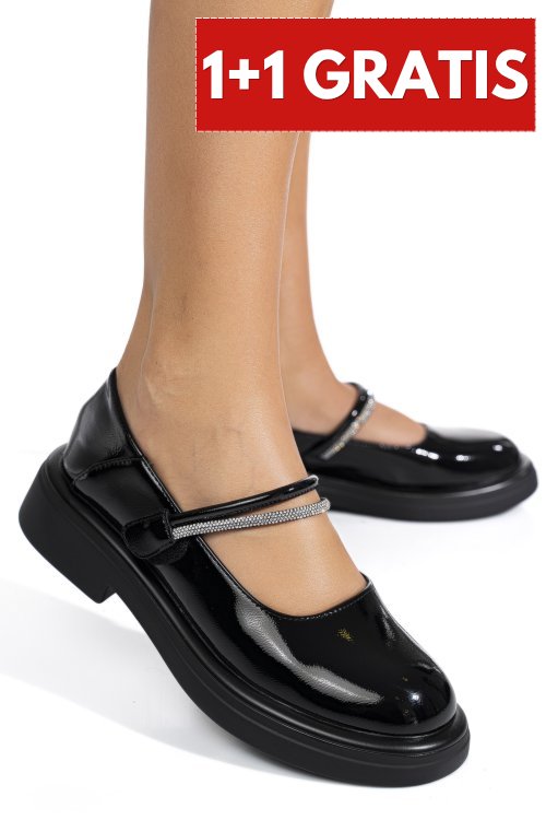 Pantofi black shining lspu55