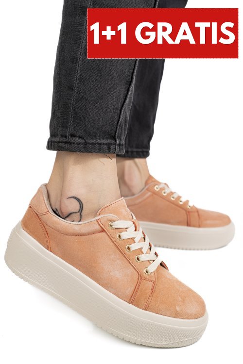 Pantofi sport orange piele naturala intoarsa aspn2510