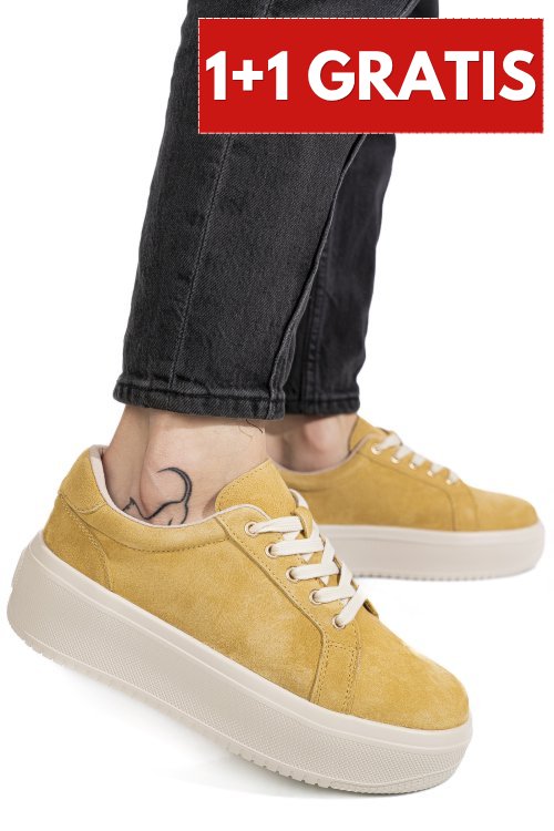 Pantofi sport beige piele naturala intoarsa aspn2510