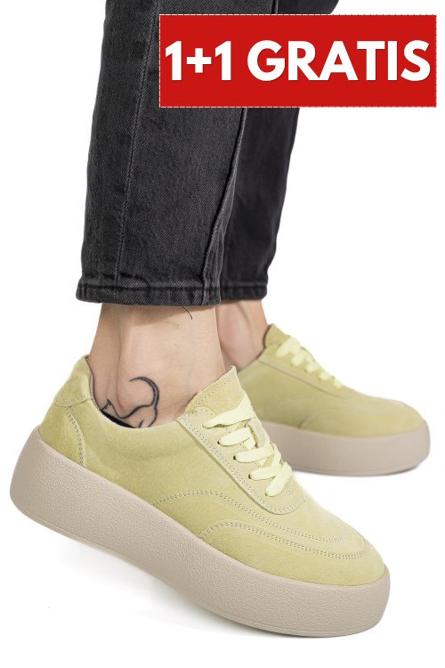 Pantofi sport green piele naturala intoarsa aspn12