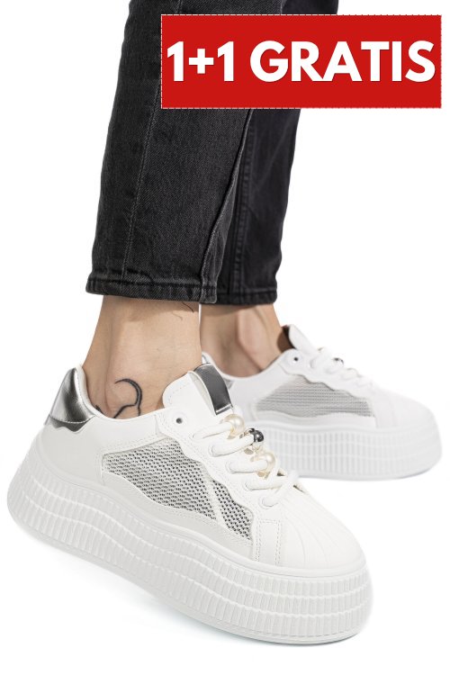 Pantofi sport white silver nspb733