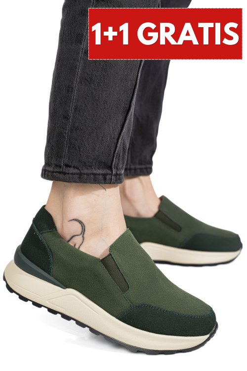 Pantofi sport green piele naturala intoarsa aspn379