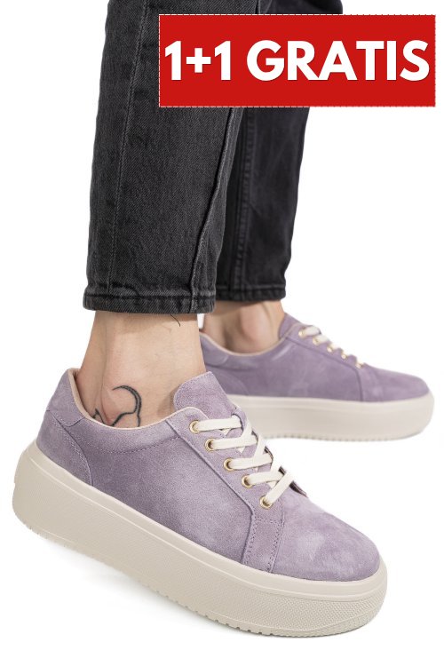 Pantofi sport purple piele naturala intoarsa aspn2510