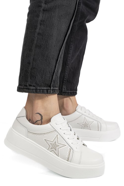 Pantofi sport alb piele naturala tpc8075