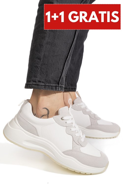 Pantofi sport albi piele naturala fpc002455